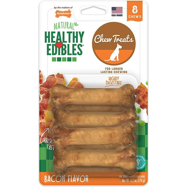 Nylabone Healthy Edibles Natural Dog Chews Long Lasting Bacon Flavor