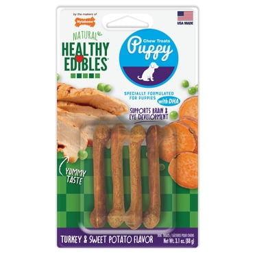 Nylabone Healthy Edibles All-Natural Long Lasting Puppy Chew Treats Turkey & Sweet Potato X-Small (4 Count)