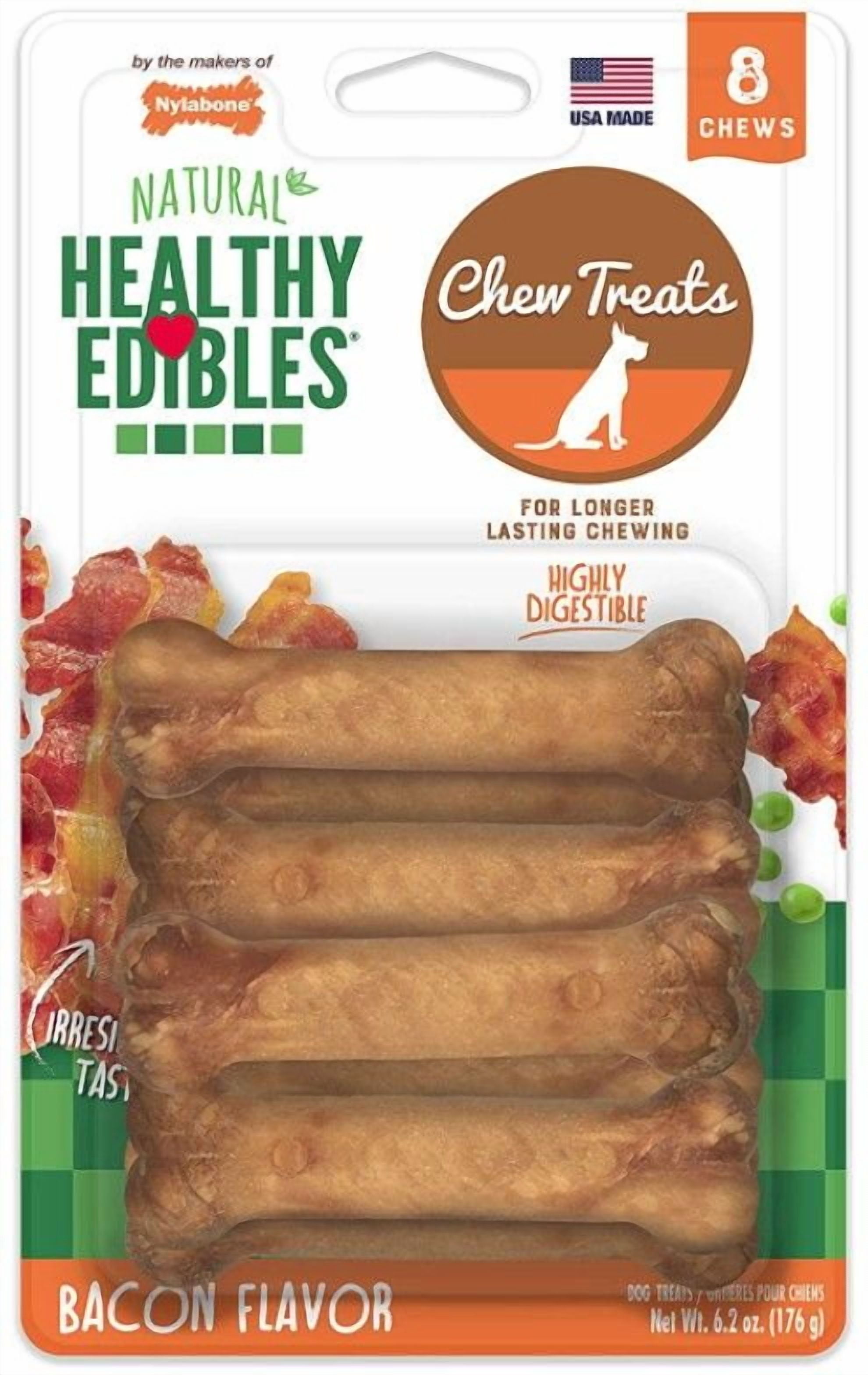 Nylabone Healthy Edibles Wholesome Dog Chews - Bacon Flavor [Dog, Toys Nylabone] Petite (8 Pack)