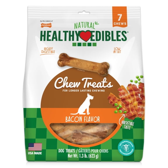 Nylabone Healthy Edibles All-Natural Long Lasting Chew Treats Bacon Medium (7 Count)