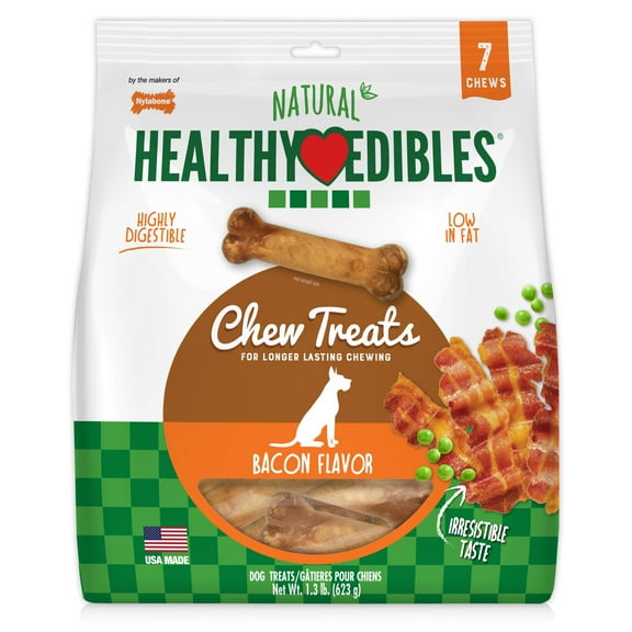 Nylabone Healthy Edibles All-Natural Long Lasting Chew Treats Bacon Medium (7 Count)