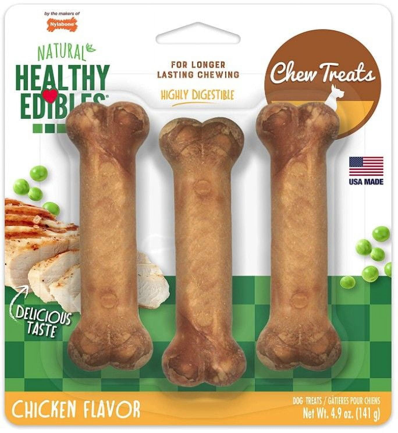 Nylabone Healthy Edibles Wholesome Dog Chews - Chicken Flavor [Dog, Toys Nylabone] Regular - 4.5" Long (3 Pack)