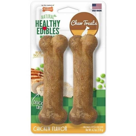 Nylabone Healthy Edibles Wholesome Dog Chews - Chicken Flavor [Dog, Toys Nylabone] Wolf - 5.5" Long (2 Pack)