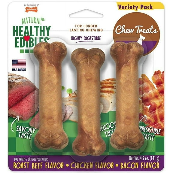 Nylabone Healthy Edibles Wholesome Dog Chews - Variety Count Regular (3 Count)