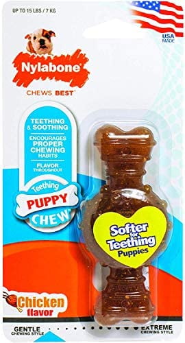 Nylabone Just for Puppies Chicken Flavored Teething Chew Ring Bone Petite Size 4 Pack