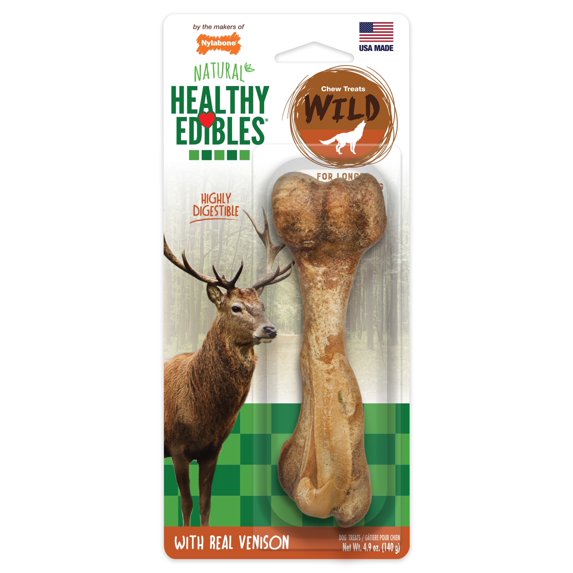 Nylabone Healthy Edibles WILD All-Natural Long Lasting Chew Treats Venison Large (1 Count)