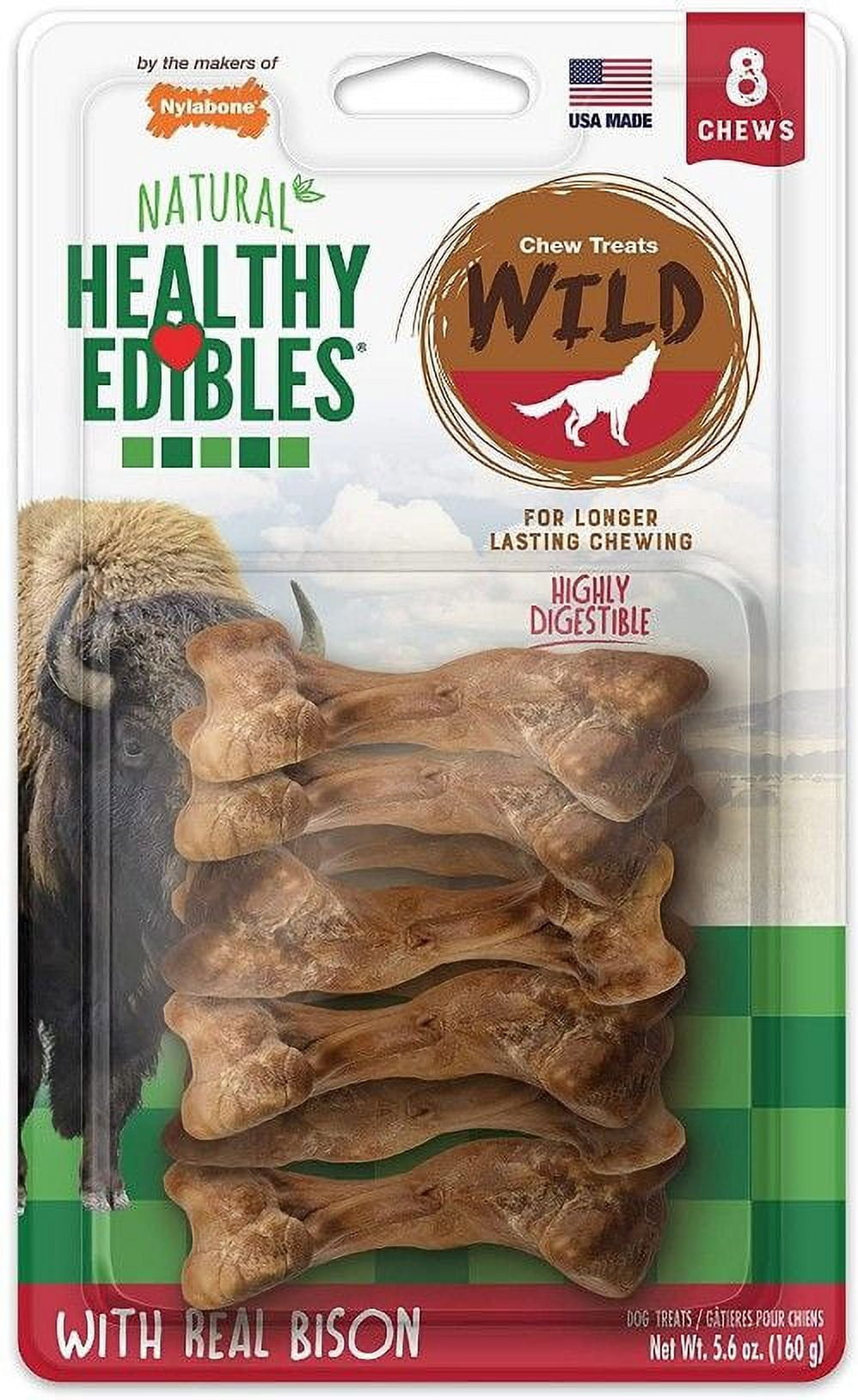 Nylabone Natural Healthy Edibles Wild Bison Chew Treats [Dog, Treats Packaged] Small - 8 Pack