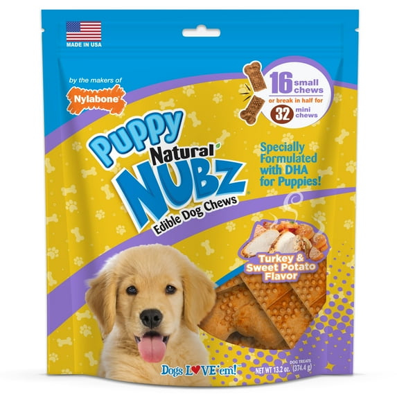 Nylabone Nubz Turkey & Sweet Potato Puppy Chew Treats Small - Up to 30 lbs. (16 Count)