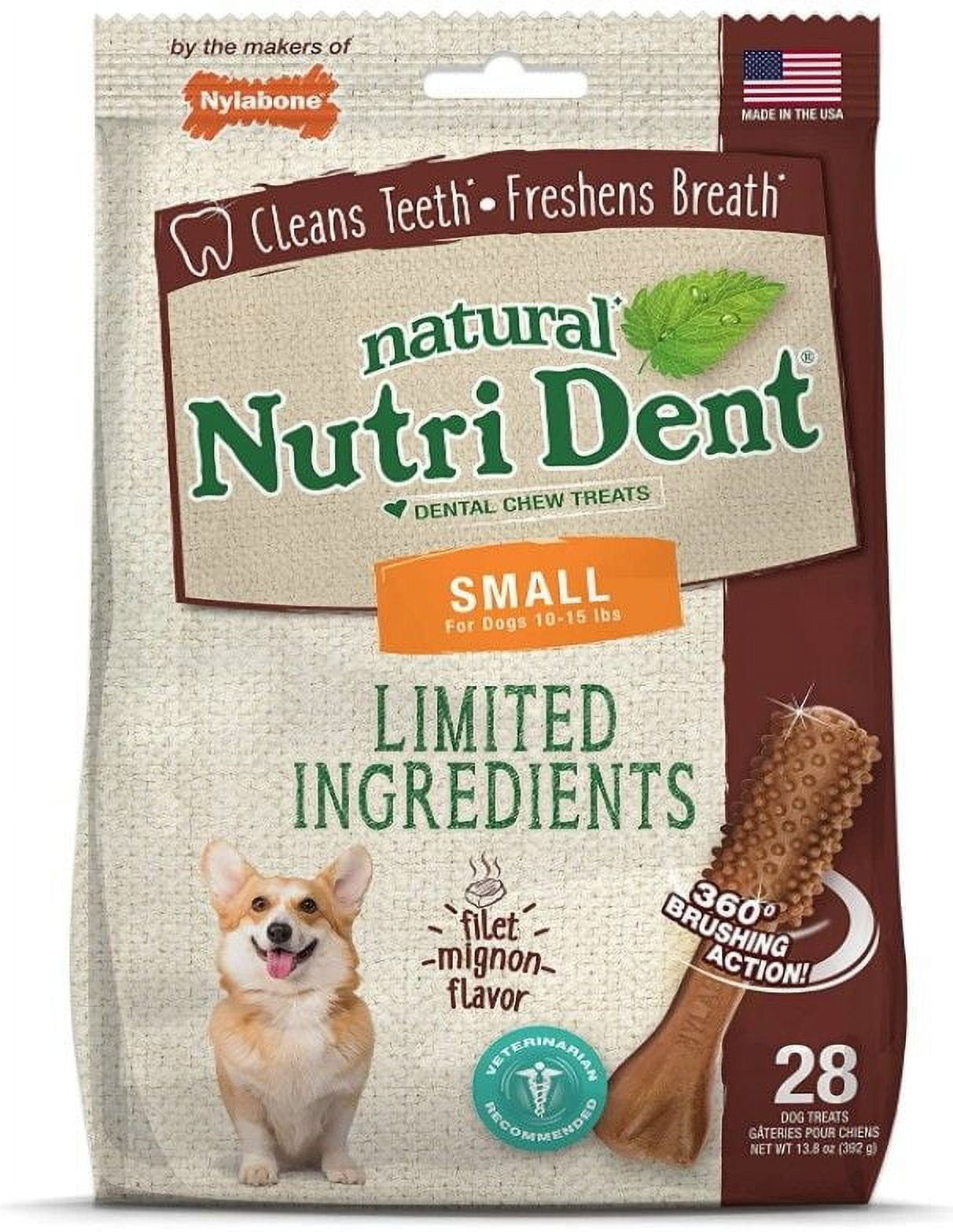 Nylabone Natural Nutri Dent Filet Mignon Dental Chews - Limited Ingredients [Dog, Dental & Breath Aids] Small - 28 Count