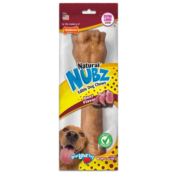 Nylabone Nubz Natural Dog Treats for Large Dogs, Beef Flavor Dog Bones, X-Large - 50+ lbs., 6.7 oz Pack, 1 Count