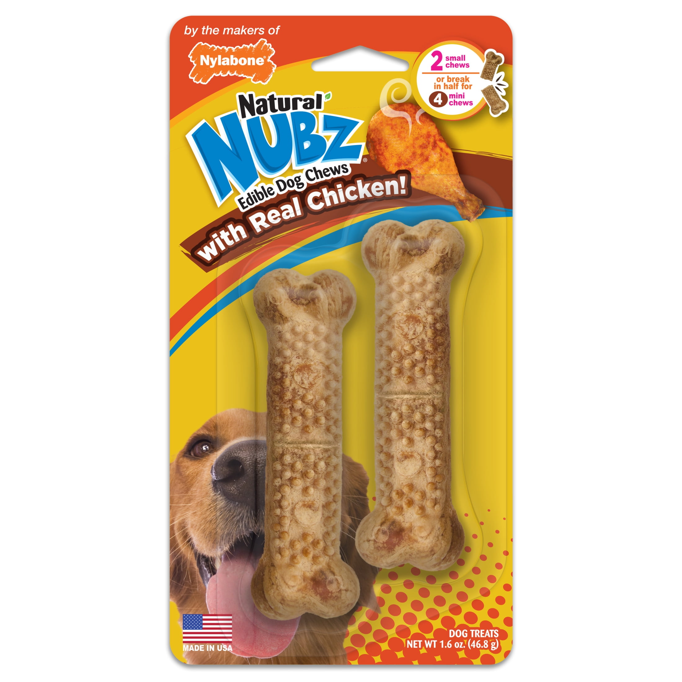 Nylabone Nubz Chicken Dog Chew Treats Small - Up to 30 lbs. (2 Count)