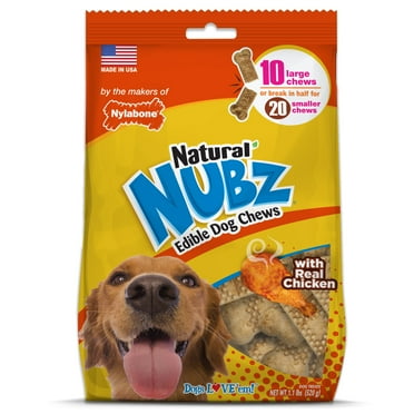 Nylabone Nubz Chicken Dog Treats, All Natural Edible Long Lasting Dry Dog Chew, 10 Count