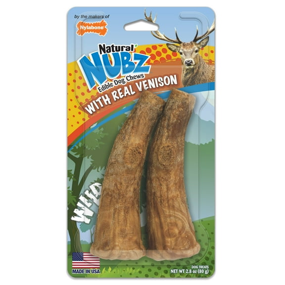 Nylabone Nubz Wild Antler Dog Chew Treats Venison Large - 30+ lbs. (2 Count)