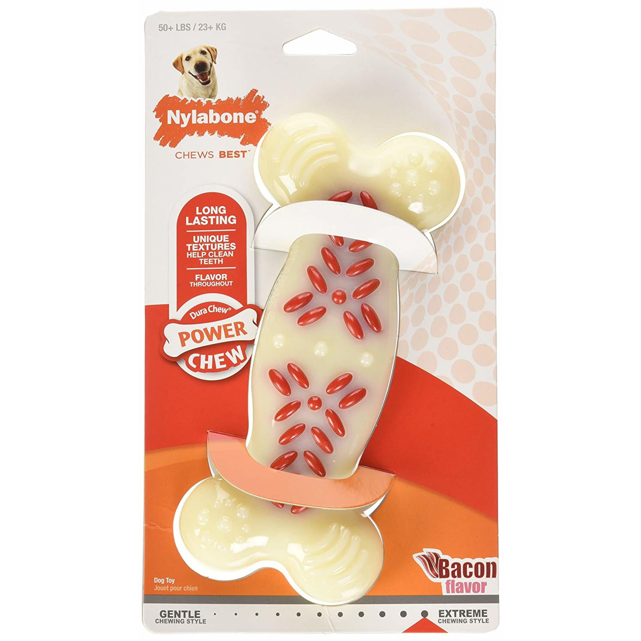 Nylabone Power Chew Action Ridges Chew Toy Bacon X-Large (1 Count)