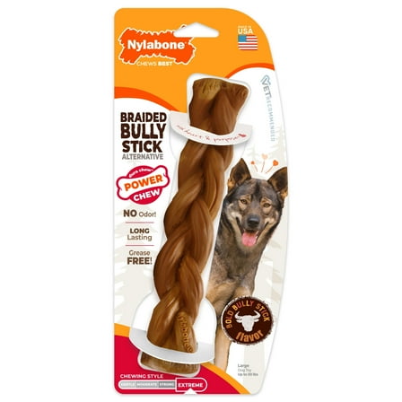 Nylabone Power Chew Braided Bully Stick Alternative Dog Chew Toy Large (1 Count)