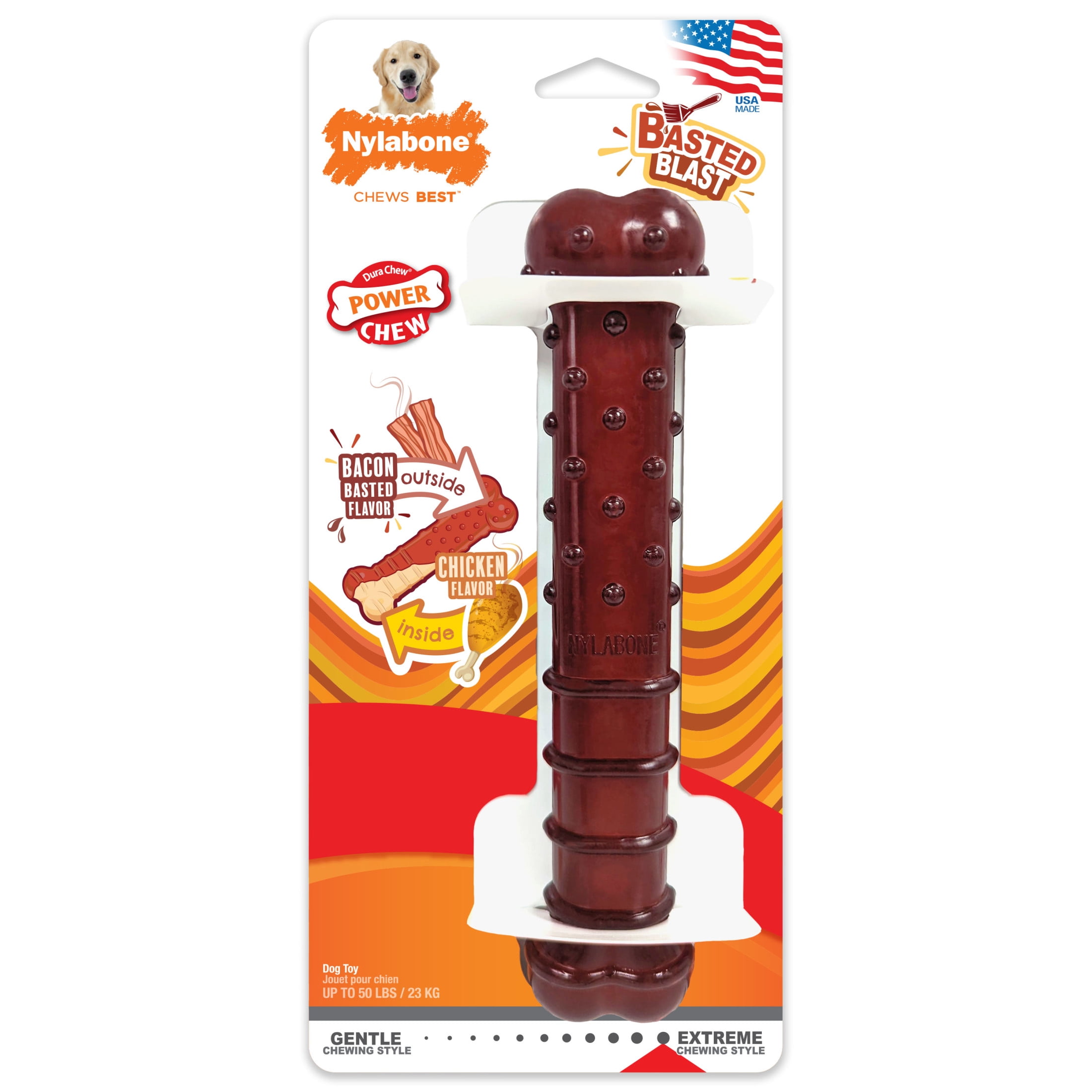 Nylabone Power Chew Basted Blast Textured Bone Dog Chew Toy Large (1 Count)