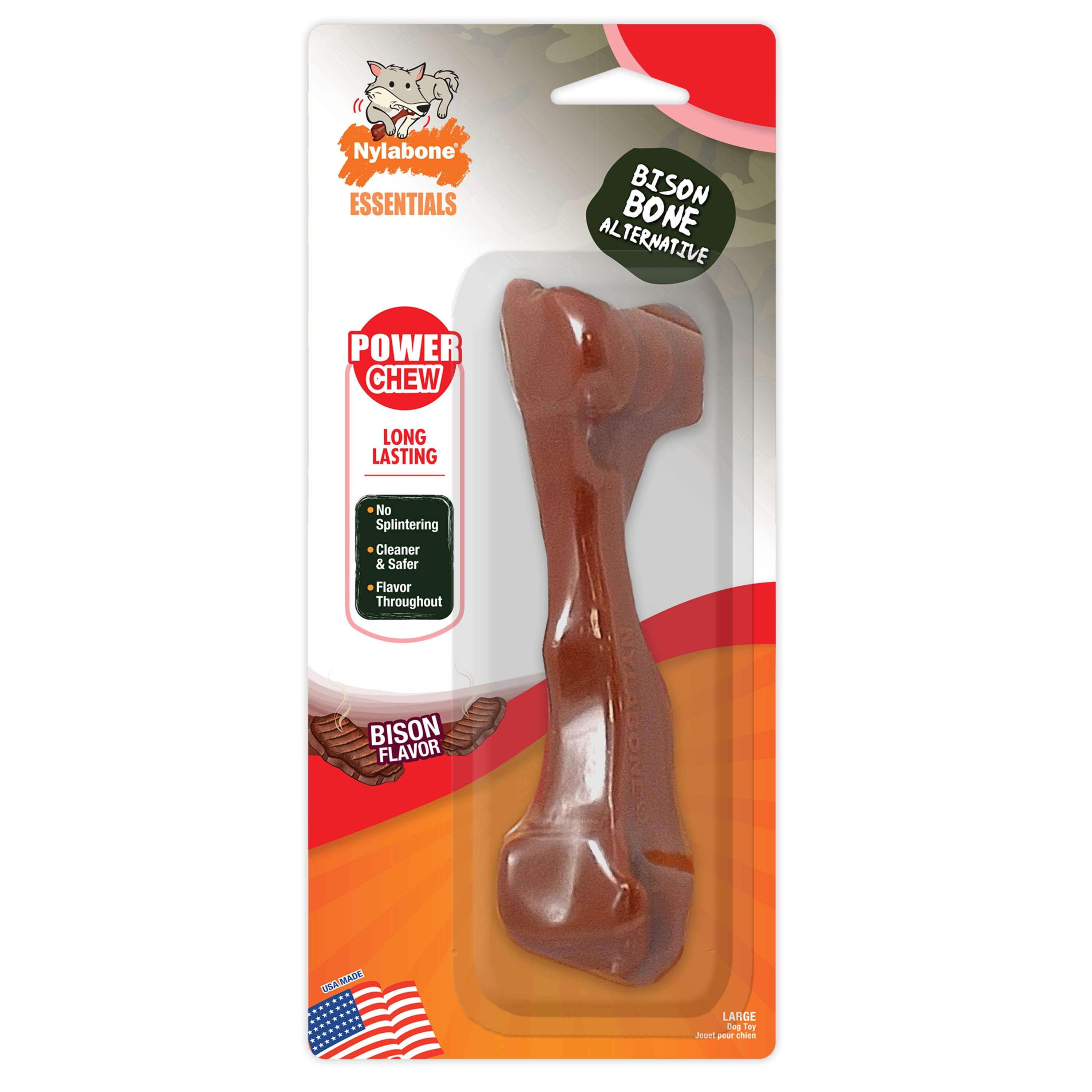 Nylabone Silver Collection For Senior Chewers Easy to Hold Bison