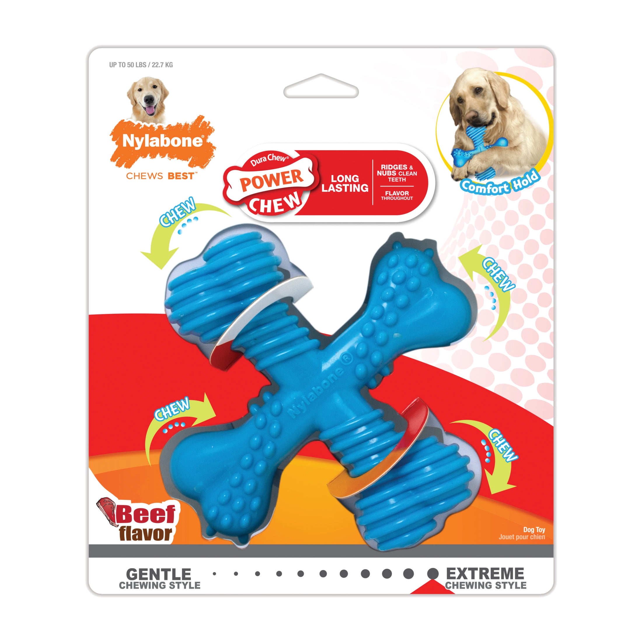 Nylabone Power Chew Baguette Dog Toy For Aggressive Chewers Up To 50 Lbs - Roast Chicken Flavor, Large