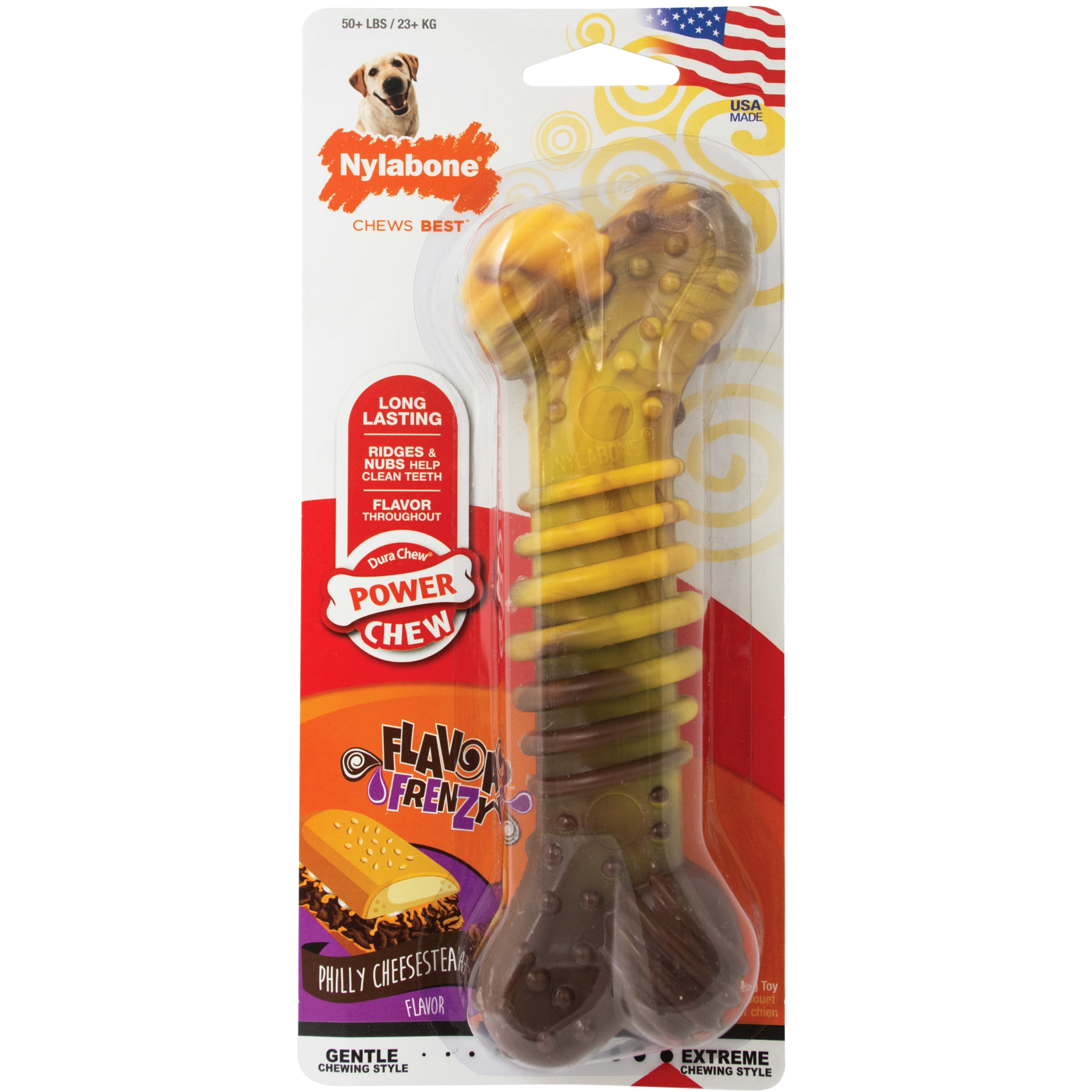 Nylabone Flavor Frenzy Power Chew Philly Cheesesteak Dog Toy Nylabone Flavor Frenzy Power Chew Philly Cheesesteak Dog Toy