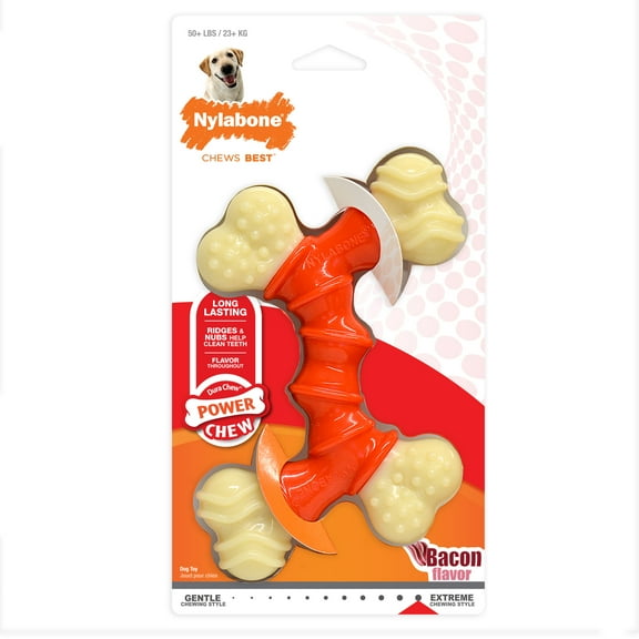 Nylabone Power Chew Double Bone Bacon Dog Chew Toy X-Large (1 Count)