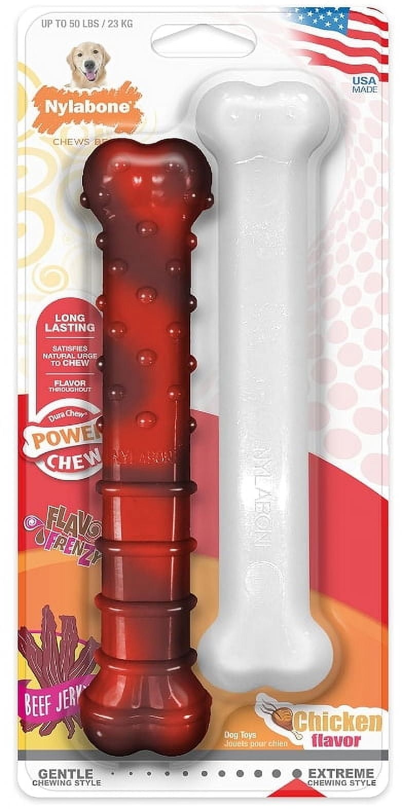 Nylabone Power Chew Flavor Frenzy Chew Beef Jerky and Chicken Flavor Giant [New Dog Supplies, Dog Chew Toys, Nylabone, Dog Supplies] 1 count