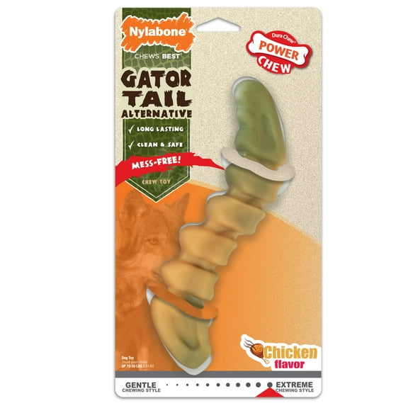 Nylabone Power Chew Gator Tail Alternative Dog Toy, Dog Chew Toy, Chicken Flavor, Large, 1 Count