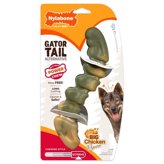 Nylabone Power Chew Gator Tail Alternative Dog Chew Toy Chicken Large (1 Count)