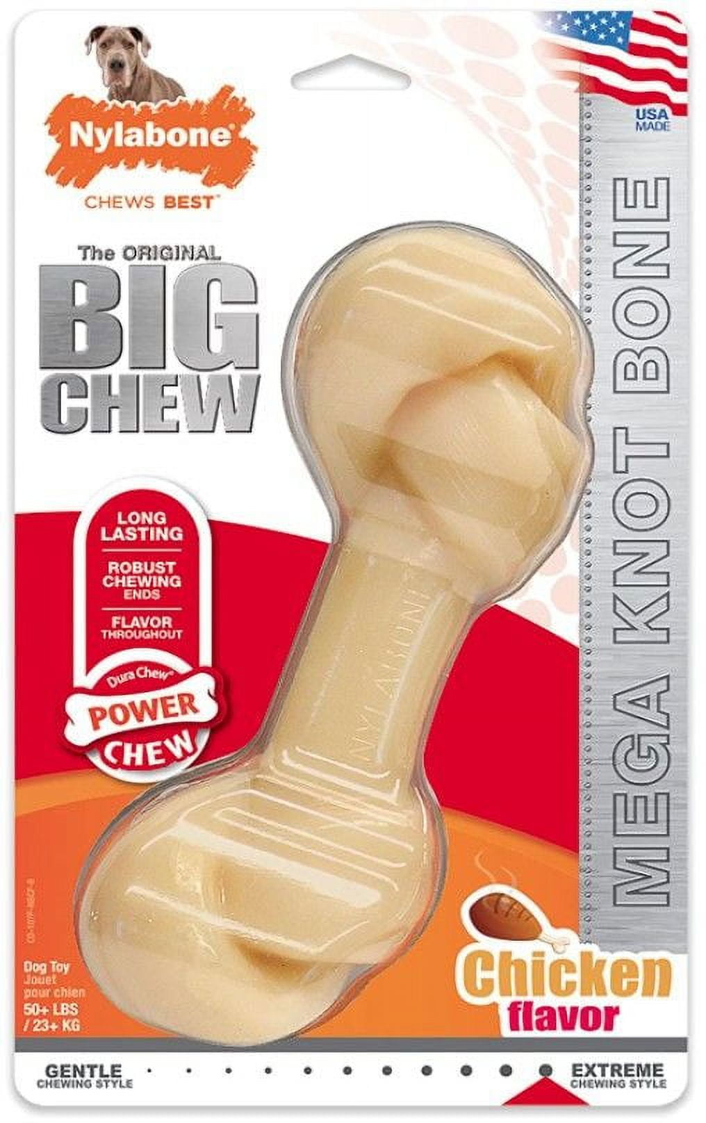 Nylabone Power Chew Knot Bone Big Dog Chew Toy Chicken Flavor [Dog, Toys Gumabone] 1 count