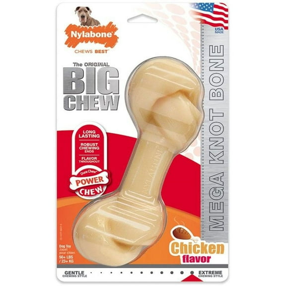 Nylabone Power Chew Knot Bone Big Dog Chew Toy Chicken Flavor [Dog, Toys Gumabone] 1 count