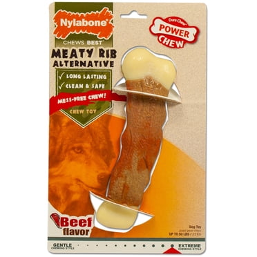 Nylabone Power Chew Dura Meaty Rib Bone – Tough Dog Chew Toy For Large Dogs (50 Lbs & Under)