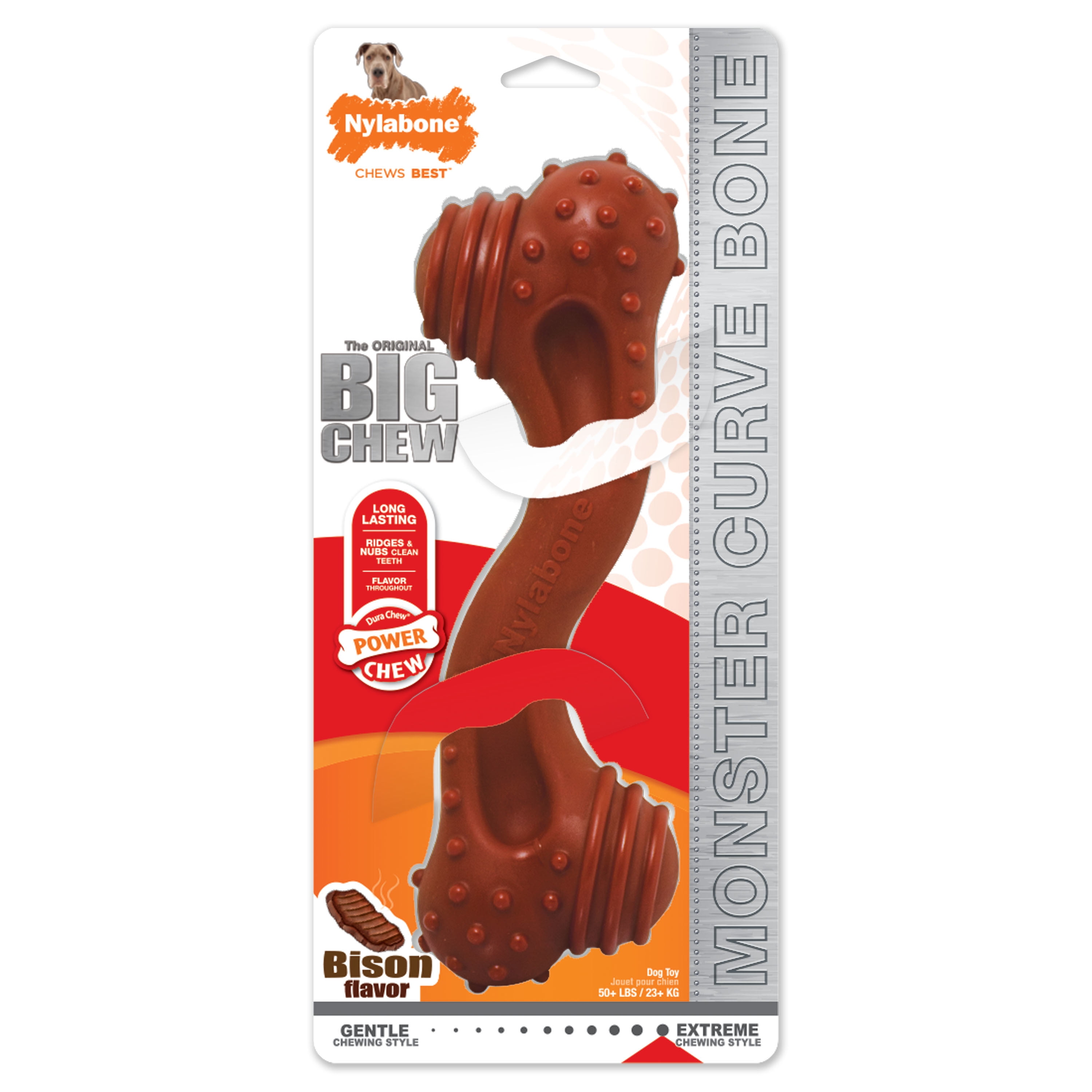 Nylabone Power Chew Monster Curve Bone Big Dog Chew Toy Bison XX-Large/Monster (1 Count)