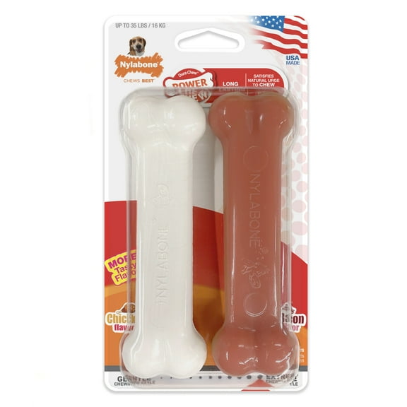 Nylabone Power Chew Original Bone Dog Chew Toy Bacon & Chicken Medium (2 Count)