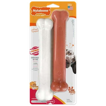 Nylabone Power Chew Original Bone Dog Chew Toy Chicken & Bacon Large (2 Count)