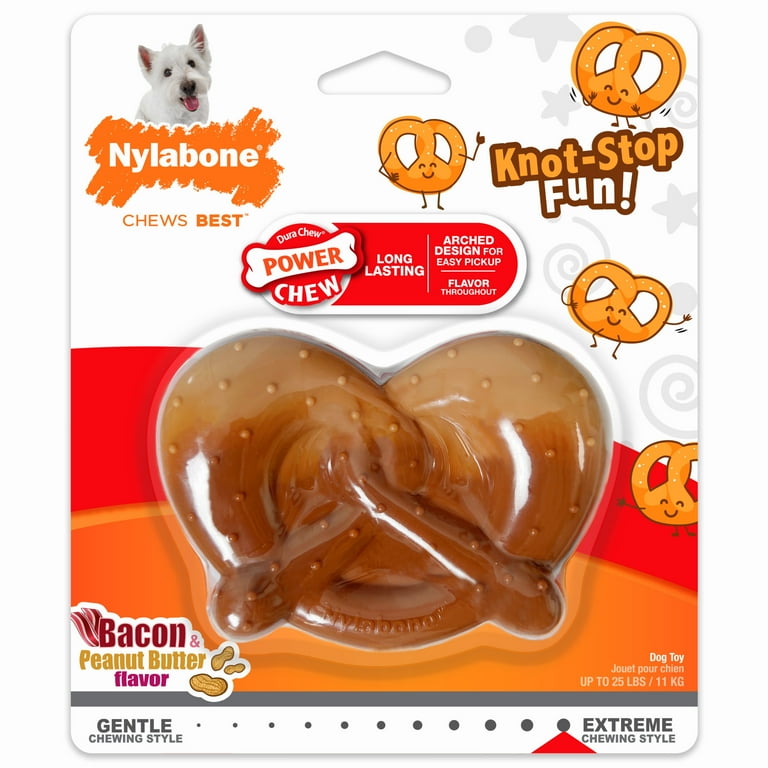 Nylabone Power Chew Pretzel Dog Toy Bacon & Peanut Butter Nylabone Power Chew Pretzel Dog Toy Bacon & Peanut Butter