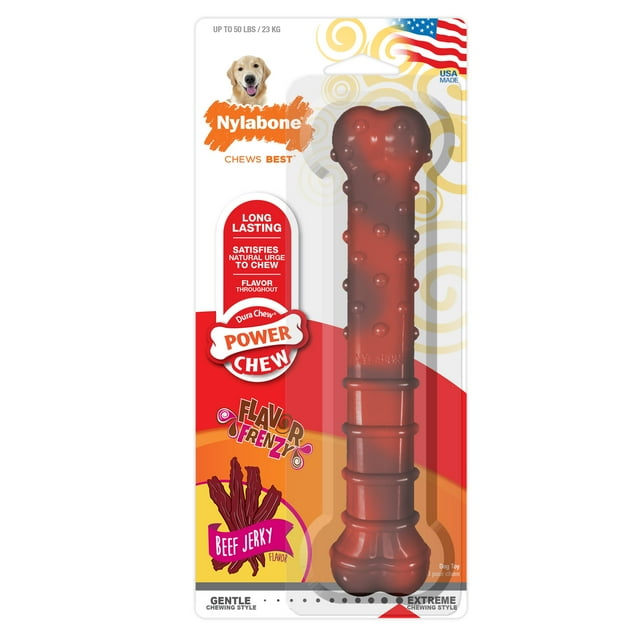 Nylabone Power Chew Textured Bone Chew Toy Beef Jerky Large/Giant - Up to 50 lbs. (1 Count)