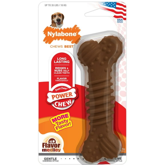 Nylabone Power Chew Groove Bone Dog Chew Toy Flavor Medley Medium (1 Count)