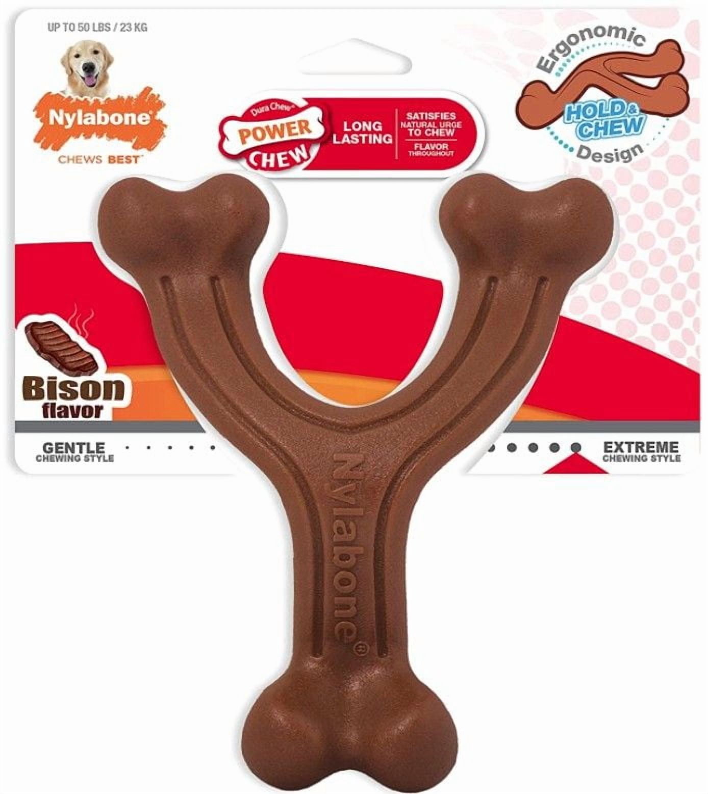 Nylabone Power Chew Wishbone Dog Chew Toy Bison Flavor [Dog, Dental & Breath Aids] Giant - 1 count