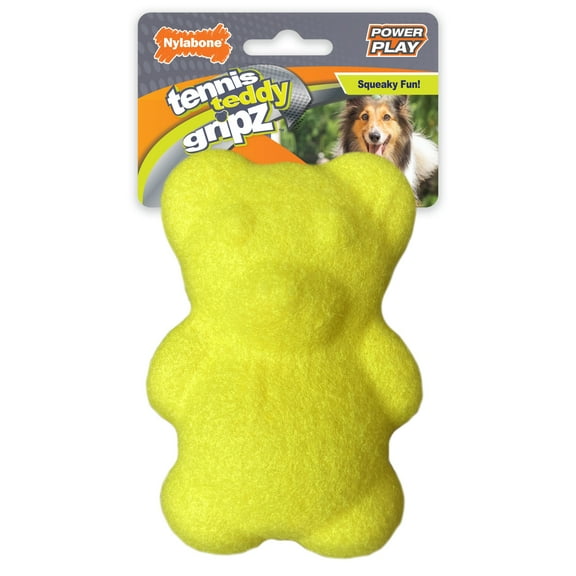 Nylabone Power Play Tennis Teddy Gripz Bear Dog Toy Medium/Wolf - Up to 35 lbs. (1 Count)