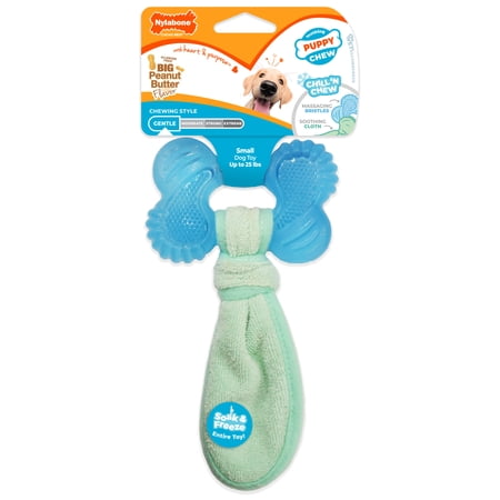 Nylabone Puppy Chew Freezer Bone Cloth Puppy Toy, Rubber Teething Chew Toy, Peanut Butter Flavor, Small, 1 Count