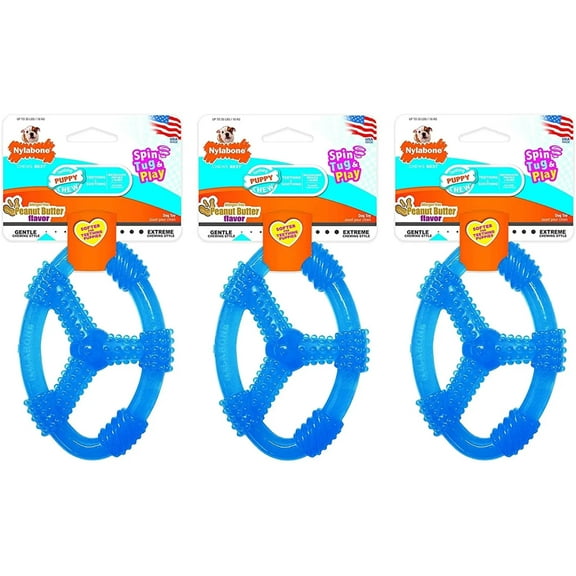 Nylabone Puppy Chew Ring Peanut Butter Toy, Wolf