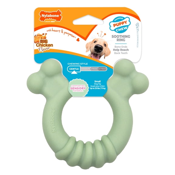 Nylabone Puppy Chew Sensory Material Soothing Ring Dog Toy, Dog Chew Toy, Chicken Flavor, Small, 1 Count