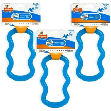 Nylabone Puppy Chew Teethe 'N Tug Toy Blue