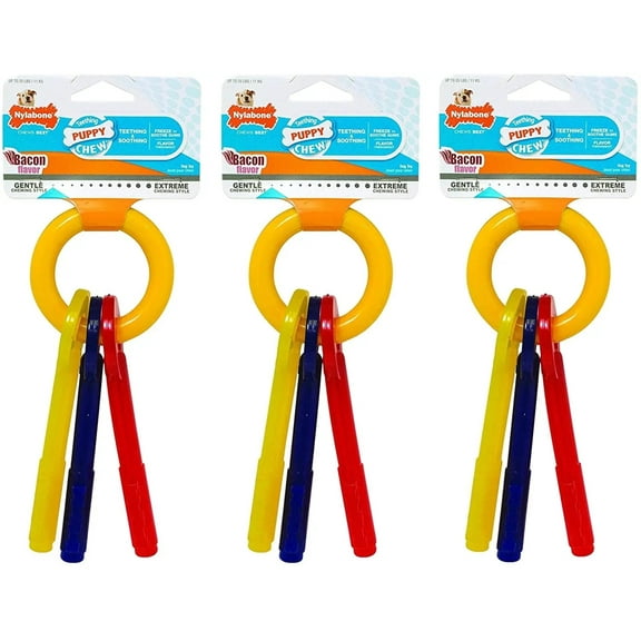Nylabone Puppy Chew Teething Keys Bacon Flavor, Regular