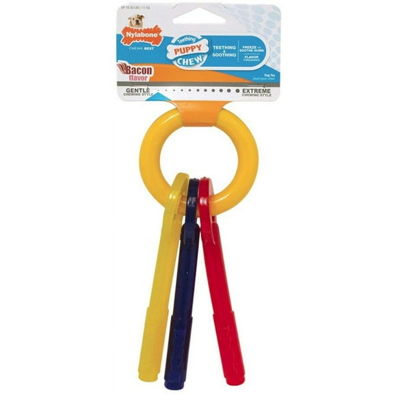 Nylabone Puppy Chew Teething Keys Chew Toy [Dog, Toys Gumabone] Small (For Dogs up to 25 lbs)