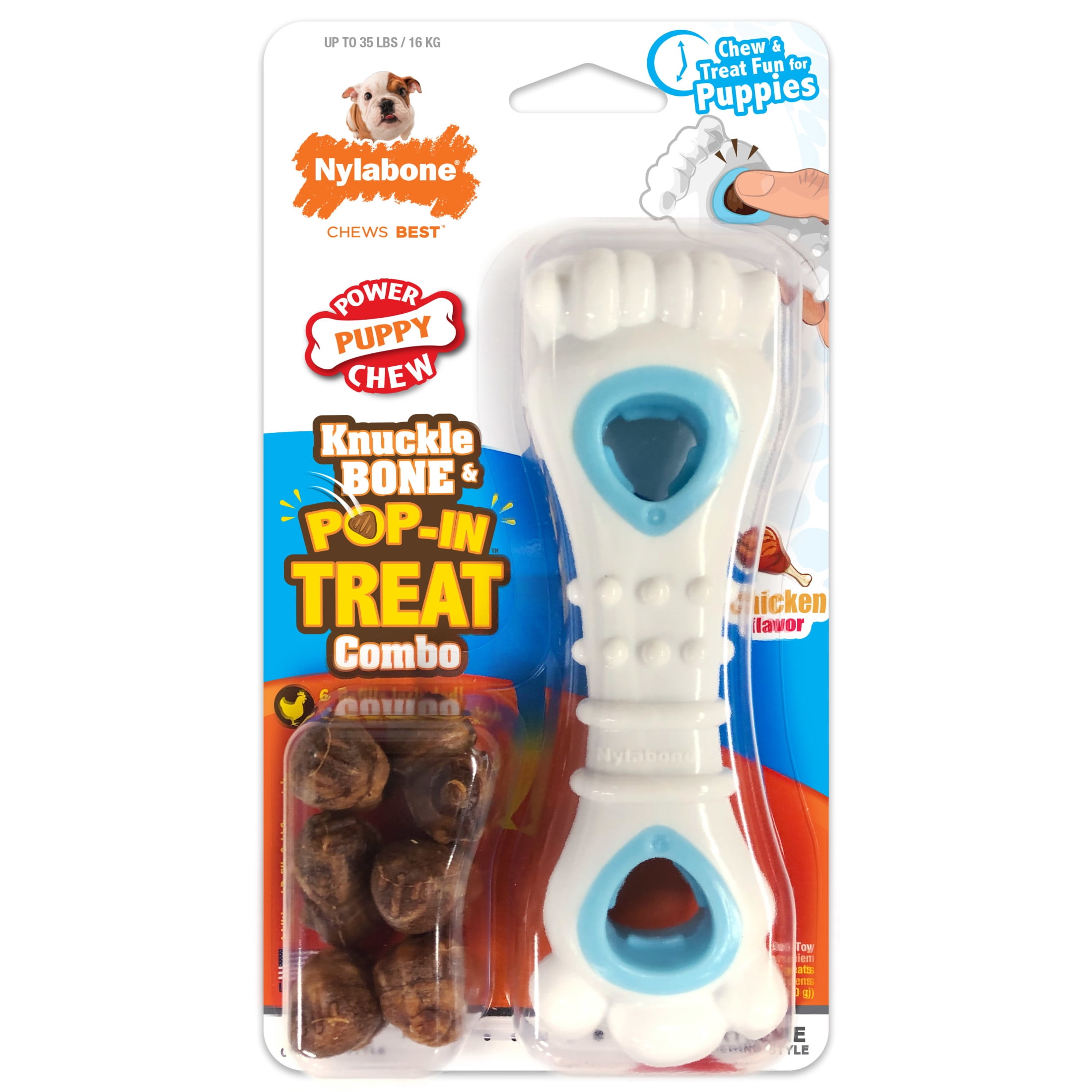 Nylabone Puppy Power Chew Knuckle Bone & Pop-In Puppy Treat Toy Combo Chicken Nylabone Puppy Power Chew Knuckle Bone & Pop-In Puppy Treat Toy Combo Chicken