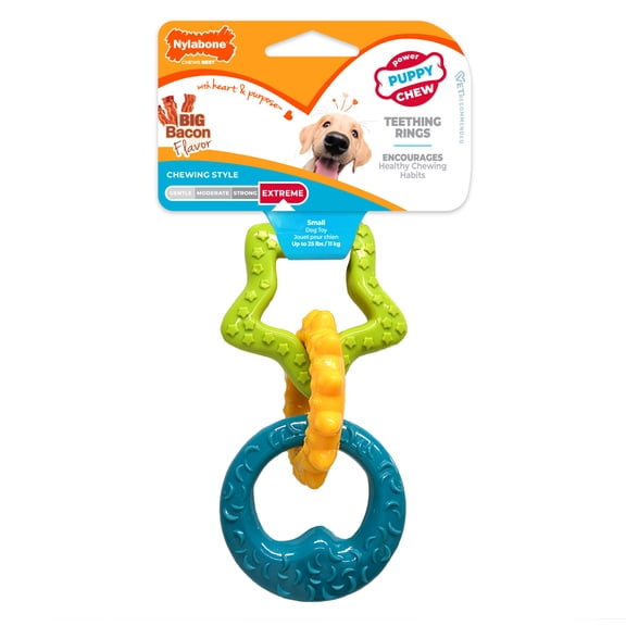 Nylabone Puppy Power Chew Puppy Teething Rings Bacon Small (1 Count)