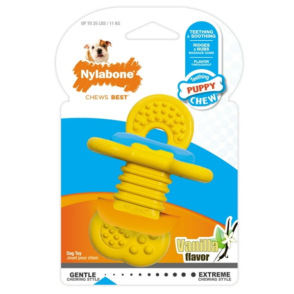 Nylabone Puppy Chew Textured Teether Puppy Toy, Rubber Puppy Chew Toy, Vanilla Flavor, Small, 1 Count