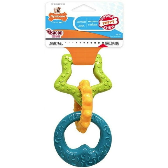 Nylabone Puppy Teething Rings - Bacon Flavor [Dog, Toys Gumabone] 1 Pack (3 Rings)
