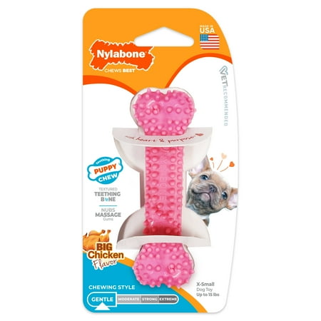 Nylabone Puppy Chew Textured Teething Bone Chew Toy Chicken X-Small (1 Count)