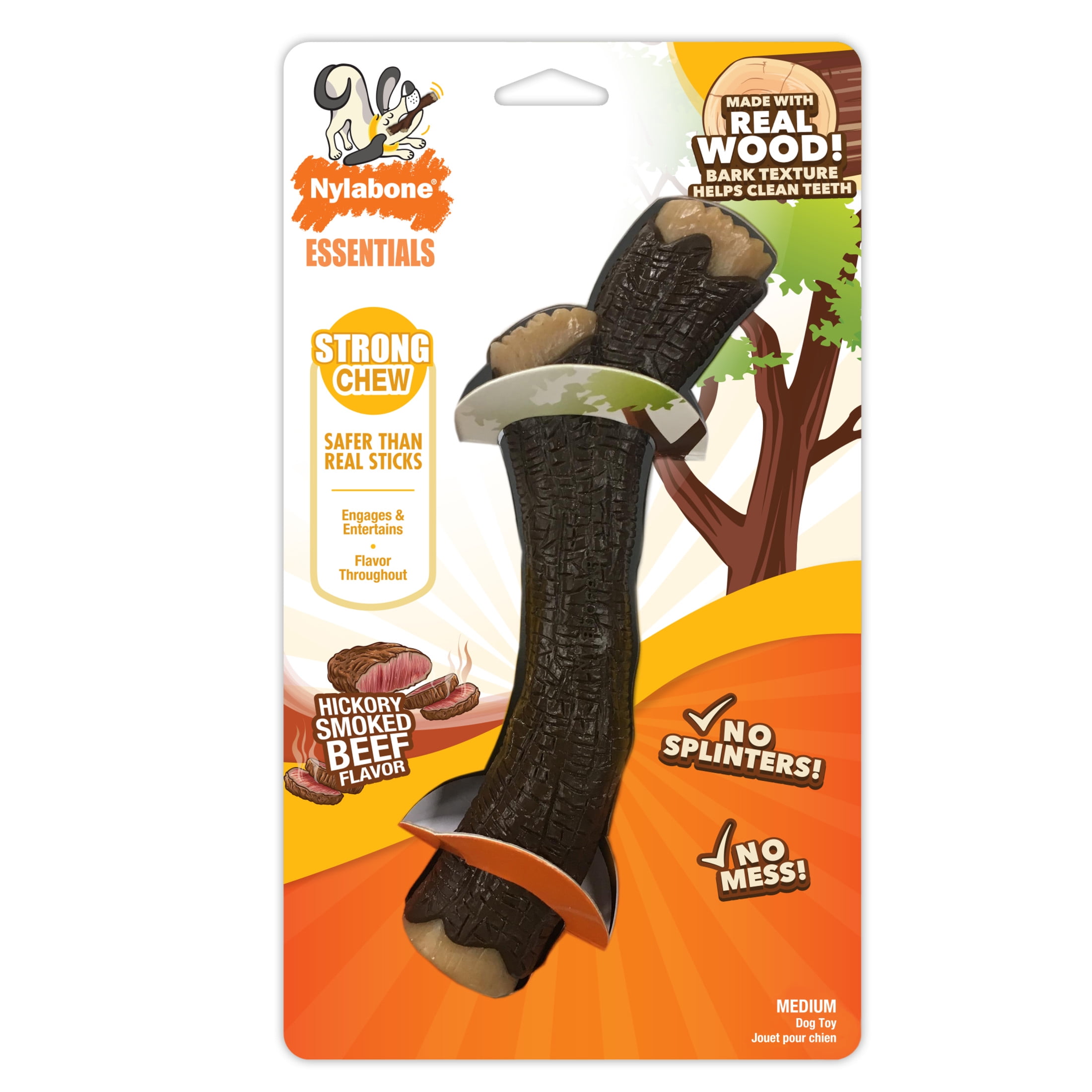 Nylabone Real Wood Stick Strong Dog Chew Toy - Up to 35 lbs.